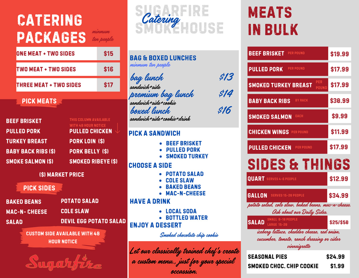 Sugarfire64 Smoke House O'Fallon, IL Catering Menu